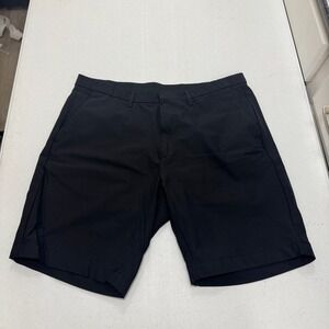 Calvin Klein Mens Slim Fit Shorts Black Grid Texture Size 34 Techwear Casual